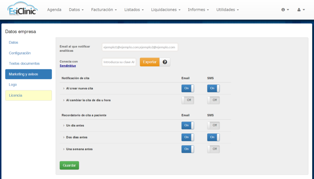 Configuración de avisos por email con EsiClinic